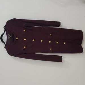 Internationally Concepts Burgundy Knit Dress With Gold Buttons Size XS